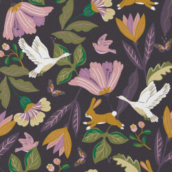 Printed Cotton NORFOLK Eggplant / Dark Mauve